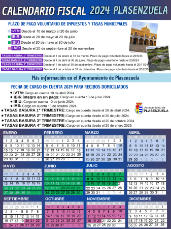 Imagen El nuevo calendario fiscal de Plasenzuela destaca las opciones de pago flexibles