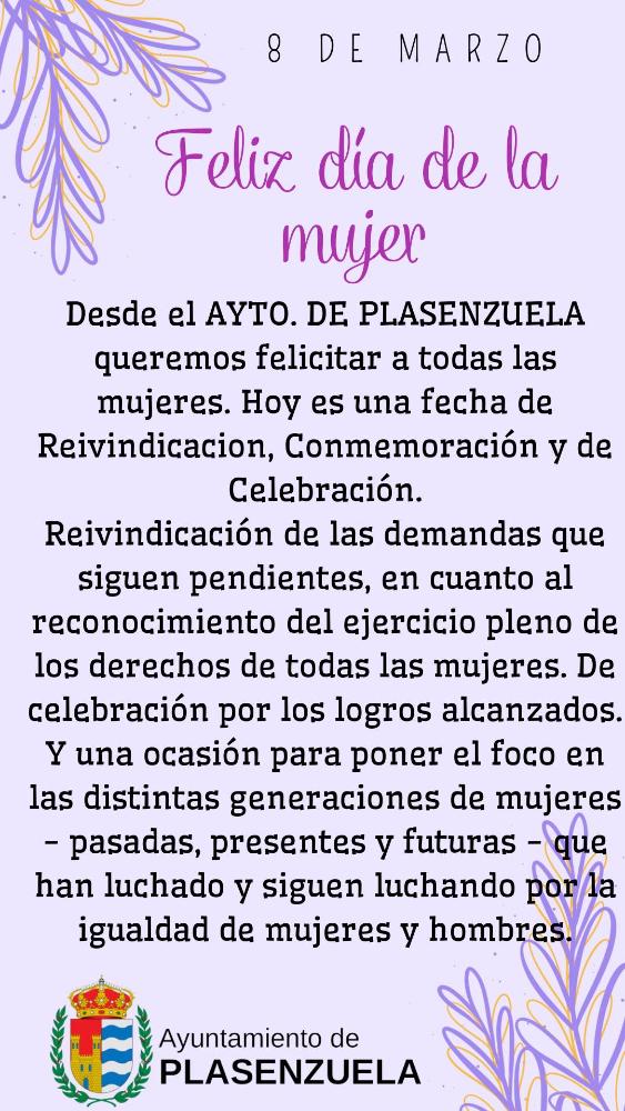 Imagen El Ayuntamiento de Plasenzuela conmemora el Día Internacional de la Mujer
